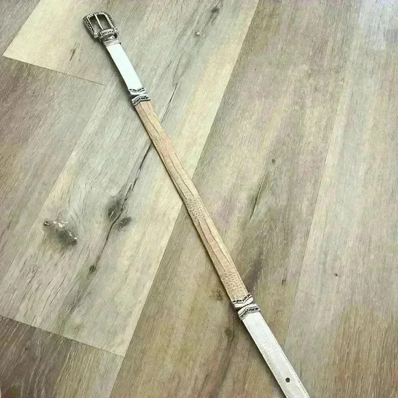 Brighton vintage Reversible Leather Belt BEIGE WHITE LEATHER B2701 - Picture 8 of 8